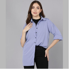 Women's Solid crepe Trendy shirt Sky Blue Solid